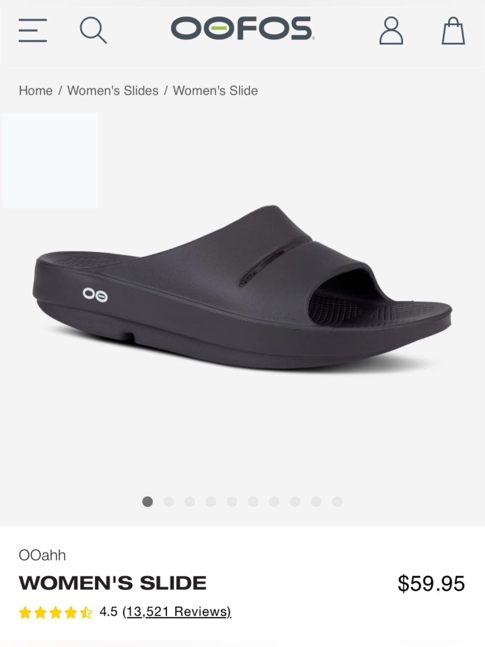 FITS 8 runs  big OOFOS Women's Slide Sandal in black